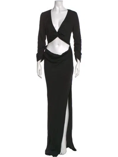 Pre-owned Rat & Boa V-neck Long Dress In Black