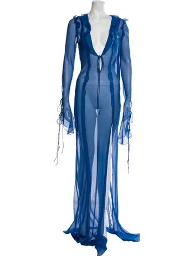 Pre-owned Rat & Boa V-neck Long Dress In Blue