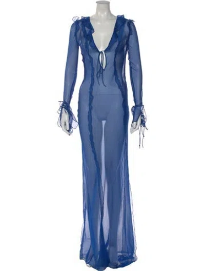 Pre-owned Rat & Boa V-neck Long Dress In Blue