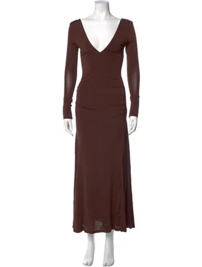 Pre-owned Rat & Boa V-neck Long Dress In Brown