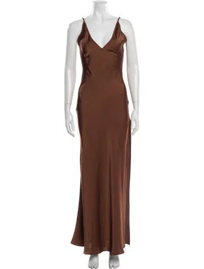 Pre-owned Rat & Boa V-neck Long Dress In Brown
