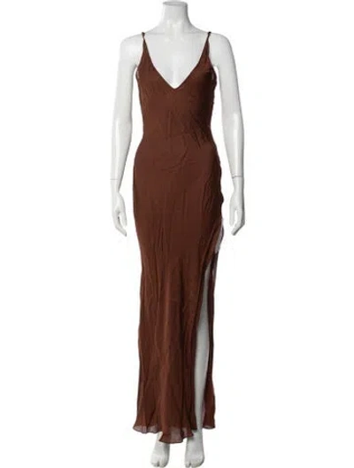 Pre-owned Rat & Boa V-neck Long Dress In Brown