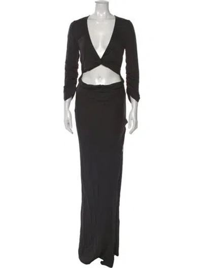 Pre-owned Rat & Boa V-neck Long Dress In Gray