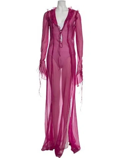 Pre-owned Rat & Boa V-neck Long Dress In Pink