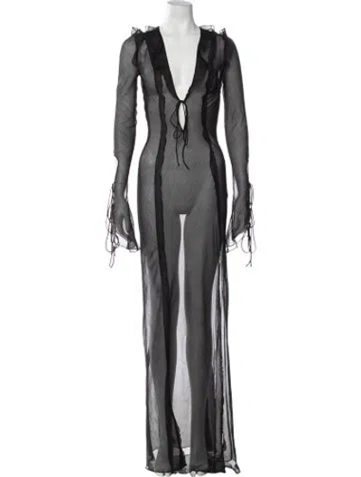 Pre-owned Rat & Boa V-neck Long Dress W/ Tags In Black