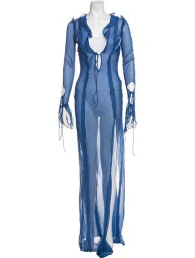 Pre-owned Rat & Boa V-neck Long Dress W/ Tags In Blue