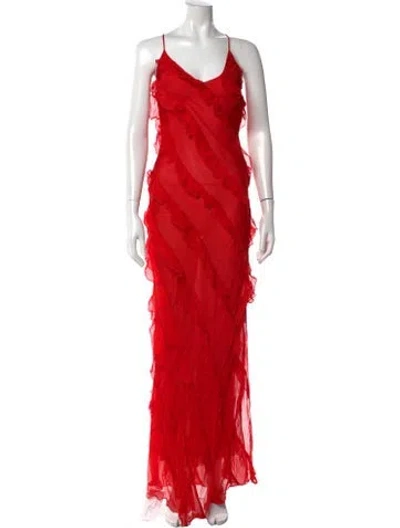 Pre-owned Rat & Boa V-neck Long Dress W/ Tags In Red