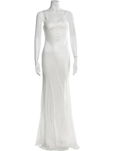 Pre-owned Rat & Boa V-neck Long Dress In White