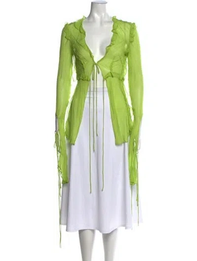 Pre-owned Rat & Boa V-neck Long Sleeve Blouse In Green