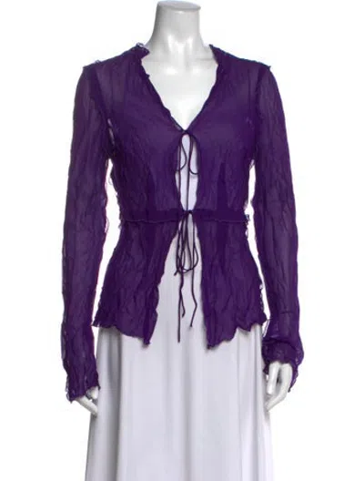 Pre-owned Rat & Boa V-neck Long Sleeve Blouse In Purple