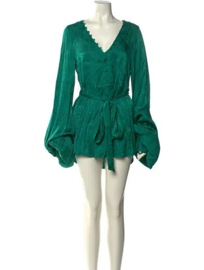 Pre-owned Rat & Boa V-neck Mini Dress In Green