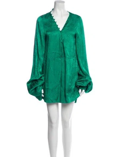 Pre-owned Rat & Boa V-neck Mini Dress In Green