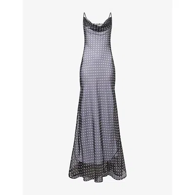 Rat And Boa Womens Black Gisele Polka-dot Print Silk Maxi Dress