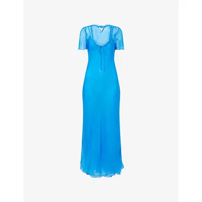 Rat And Boa Womens Blue Anessa Drawstring Cupro Midi Dress
