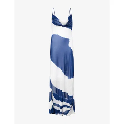 Rat And Boa Womens  Aralia Printed  Woven Maxi Dress In Blue