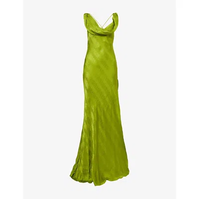 Rat And Boa Womens Green Navarra Cowl-neck Silk Maxi Dress Xxs
