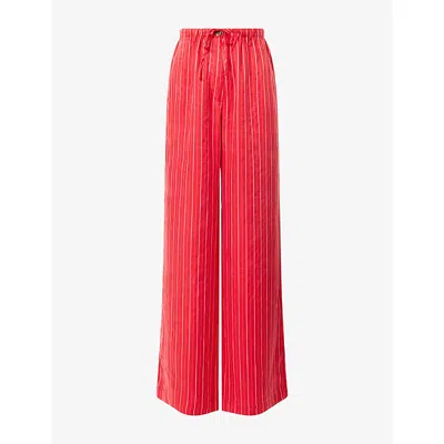 Rat And Boa Womens Iris Stripe Wide-leg Woven Trousers Red Xs