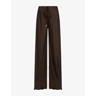 Rat And Boa Womens Livia Wide-leg Satin Trousers Brown