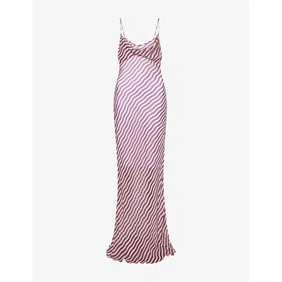 Rat And Boa Womens  Assisi Striped Sheer Maxi Dress In Pink