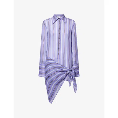 Rat And Boa Womens  Nilah Striped Sheer Shirt Dress In Purple