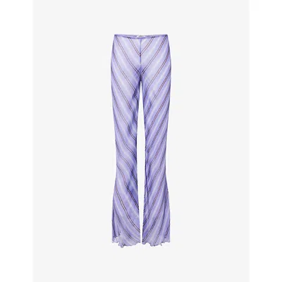 Rat And Boa Womens  Sonni Striped Sheer Trousers In Purple