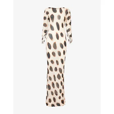 Rat And Boa Womens  Raina Printed Crepe Maxi Dress In Brown