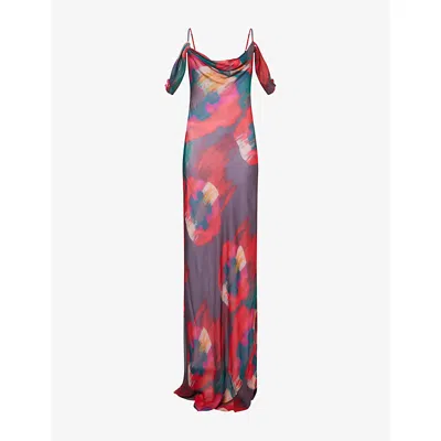 Rat And Boa Womens Red Adriana Printed Woven Maxi Dress Xs