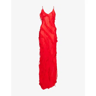 Rat And Boa Womens Red Cecelia Silk-blend Maxi Dress
