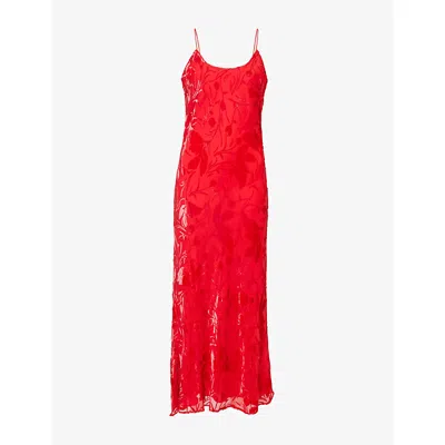 Rat And Boa Womens Red Evi Floral Woven Midi Dress