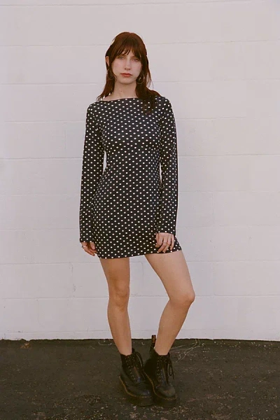 Rat Boi Boatneck Mini Dress In Domino Dot, Women's At Urban Outfitters In Black