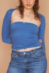 Rat Boi Contour Lace Trim Tube Top In Lazuli, Women's At Urban Outfitters
