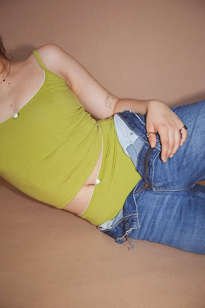 Rat Boi High Rise Lace Trim Undie In Avocado, Women's At Urban Outfitters In Avocado