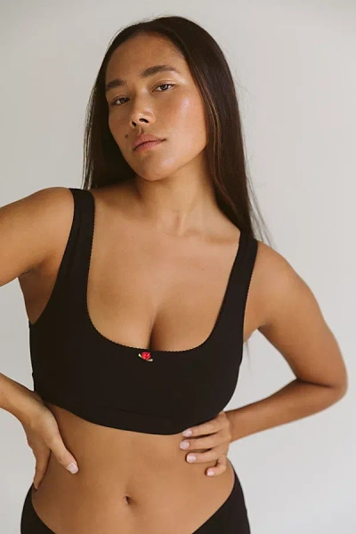 Rat Boi Lace Trim Support Bra In Onyx, Women's At Urban Outfitters