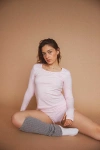 Rat Boi Long Sleeve Lounge Top In Baby Pink, Women's At Urban Outfitters In Baby Pink