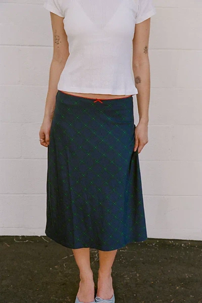 Rat Boi Midi Slip Skirt In Oxford, Women's At Urban Outfitters In Blue