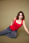 Rat Boi Perfect Scoop Bodysuit In Cherry, Women's At Urban Outfitters