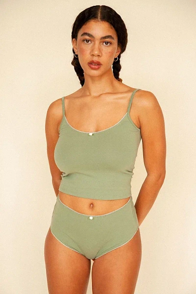Rat Boi Scoop Back Lace Trim Cami In Sage, Women's At Urban Outfitters