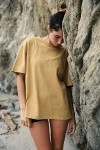 Rat Boi Striped Boifriend T-shirt Top In Mustard Stripe, Women's At Urban Outfitters