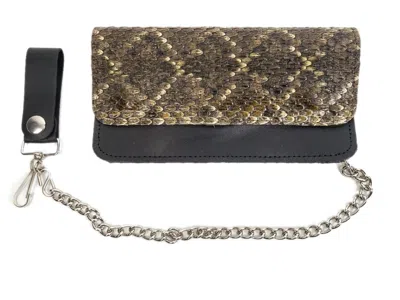 Pre-owned Rattlesnake Real  Skin Wallet: Trucker (598-w305) C6 In Beige