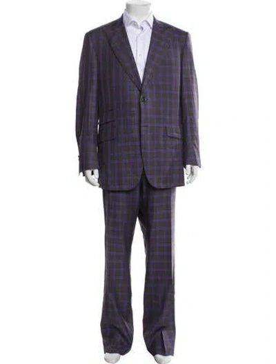 Pre-owned Ravazzolo Wool Plaid Print Two-piece Suit In Gray
