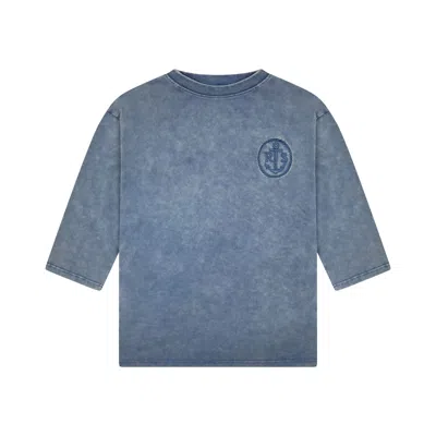 Rave On Trend Women's Anchor Crest Oversized Tee - Blue