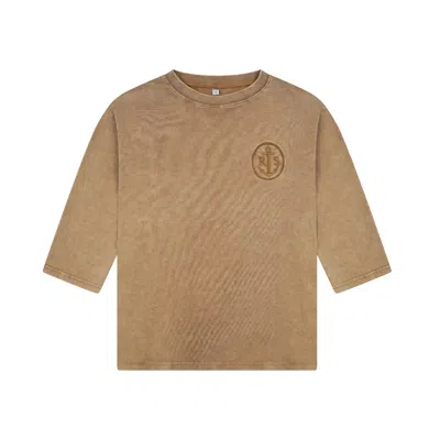 Rave On Trend Women's Anchor Crest Oversized Tee - Neutrals