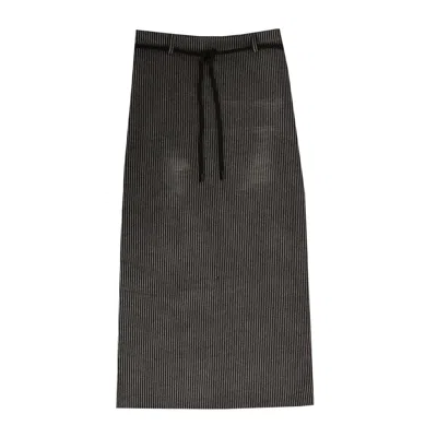 Rave On Trend Women's Belted Pinstripe Skirt - Black