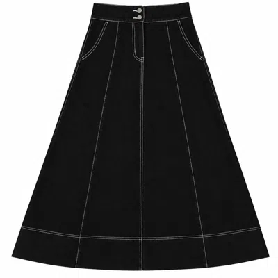 Rave On Trend Women's Black Flared Denim Skirt