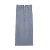 Rave On Trend Women's Blue Pinstripe Denim Skirt In Navy In Blue