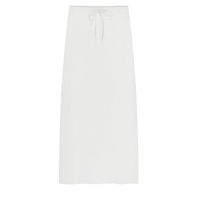 Rave On Trend Women's Crinkle Cotton Midi Skirt-lined - White