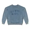 Rave On Trend Women's Denim Wash Crew In Blue In Blue