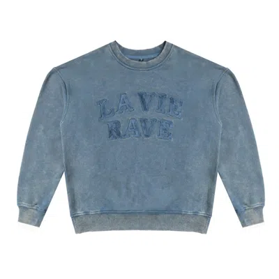 Rave On Trend Women's Denim Wash Crew In Blue