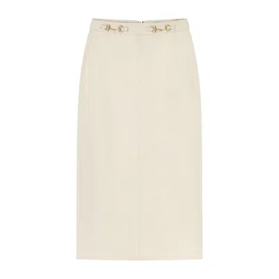 Rave On Trend Women's Horsebit Denim Skirt - Neutrals