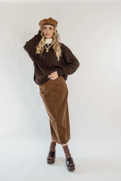 Rave On Trend Women's Horsebit Detail Denim Skirt In Brown